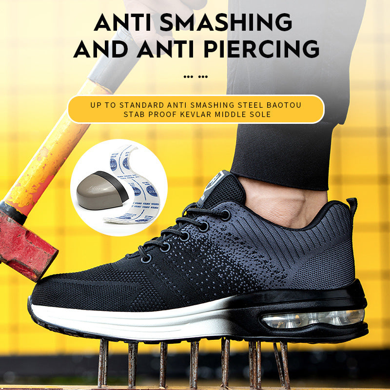 Wear-resistant, anti-slip, lightweight air cushion safety shoes for men
