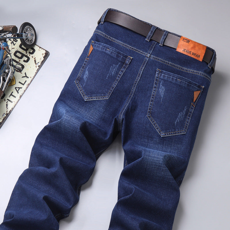Men's Jeans Mid-Waist Stretch Denim Trousers