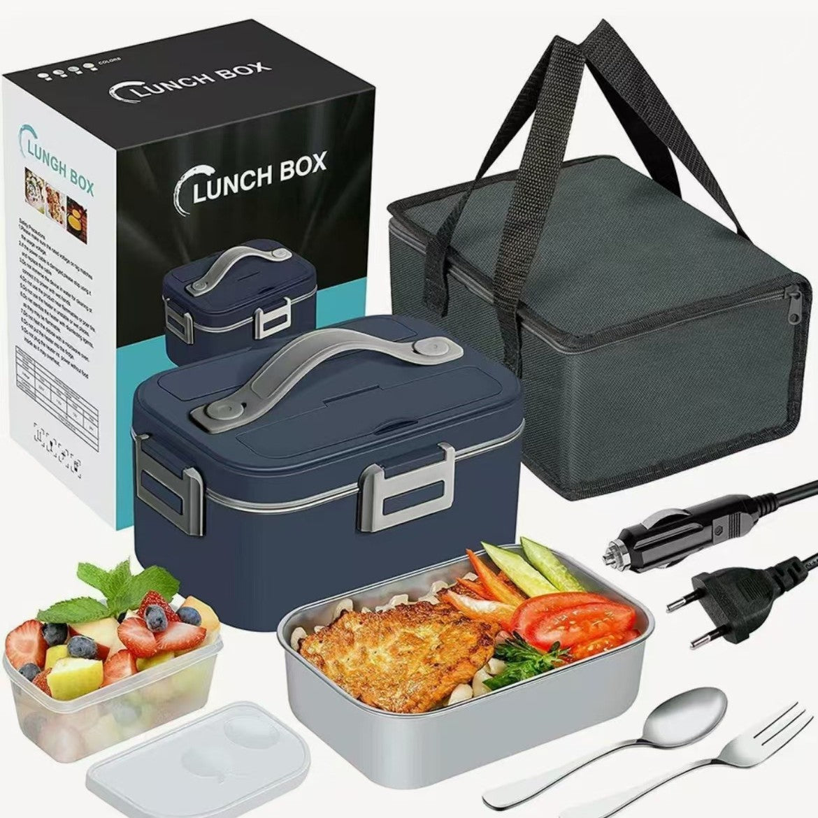 Dual-purpose electric lunch box for home and car