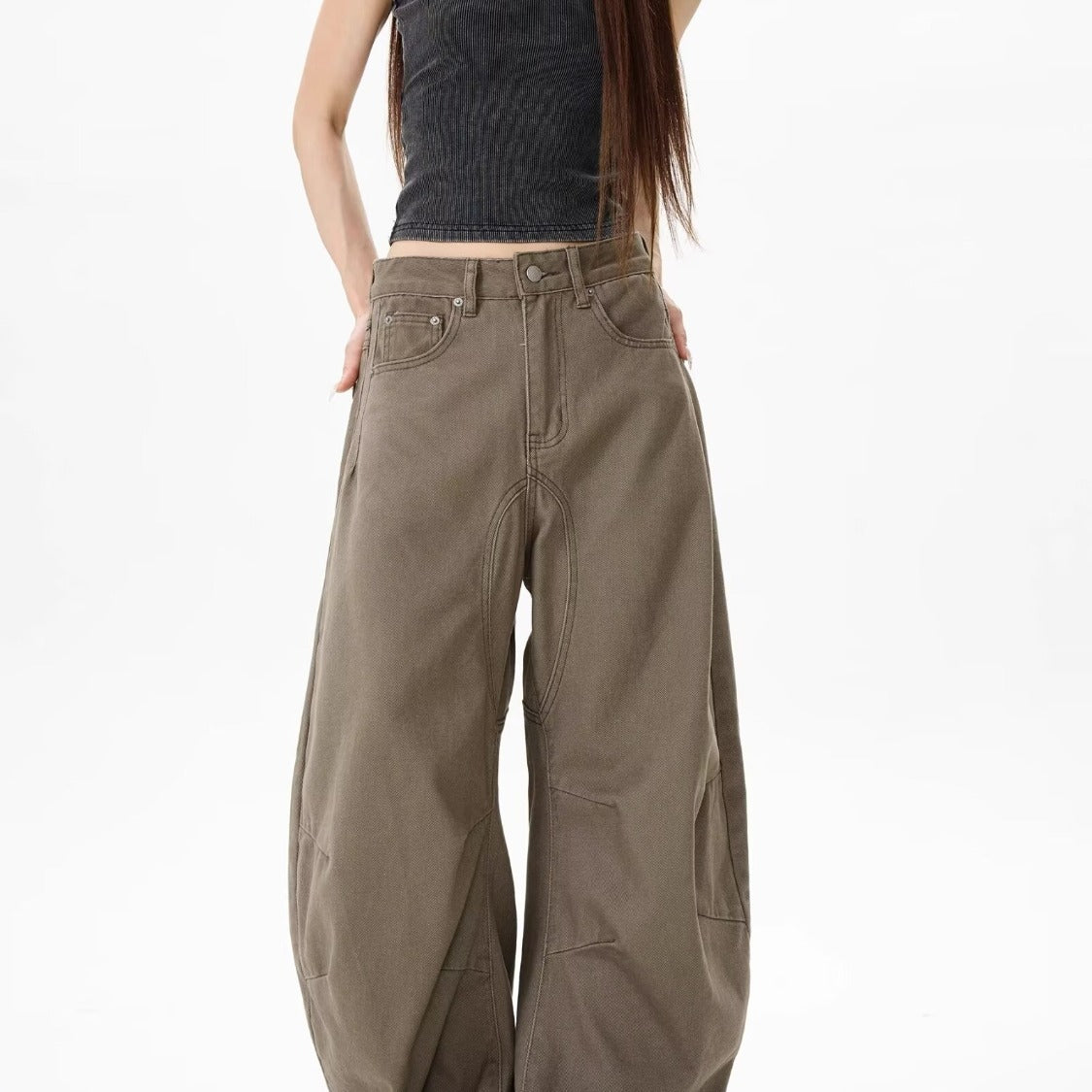 Retro Wide Leg Denim Pants