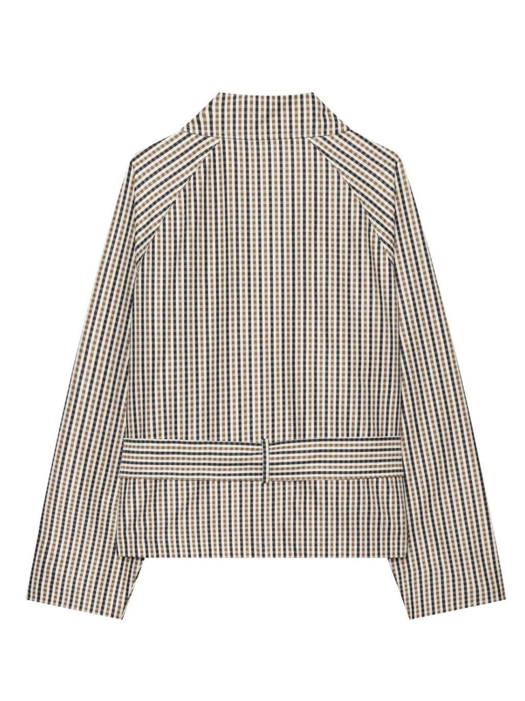 Classic Double-Breasted Grid Pattern Trench Coat