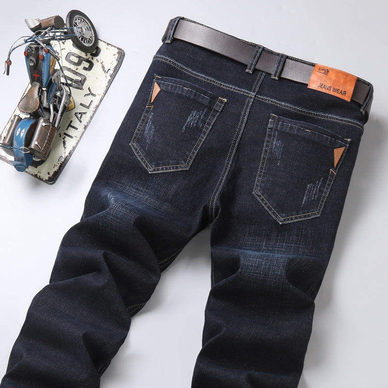Men's Jeans Mid-Waist Stretch Denim Trousers