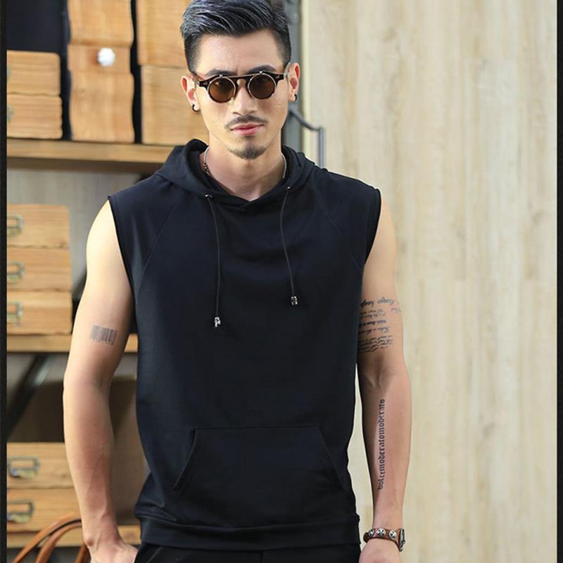 Sleeveless Hooded Vest Men Loose Fit Summer Wear