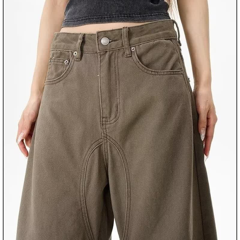 Retro Wide Leg Denim Pants