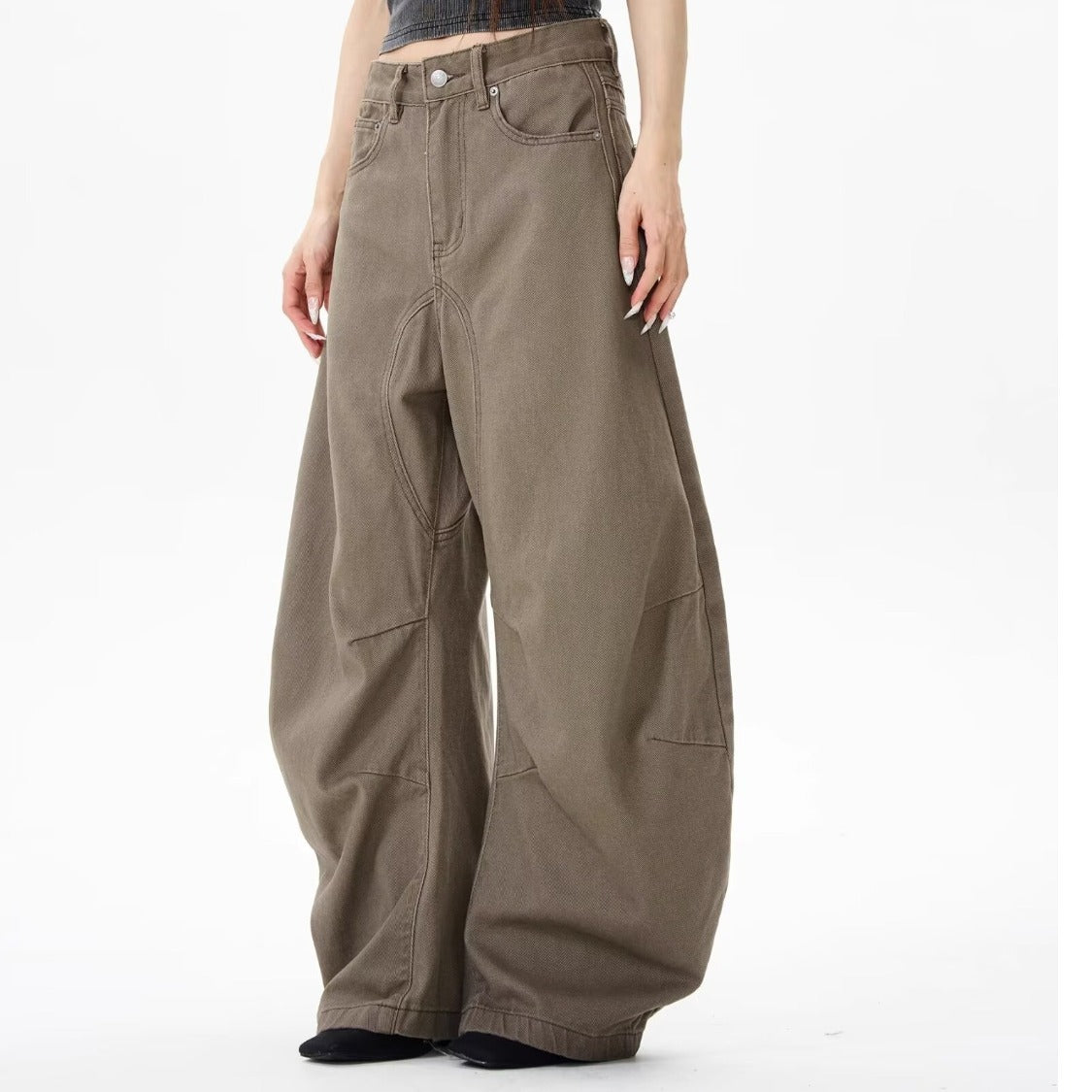 Retro Wide Leg Denim Pants